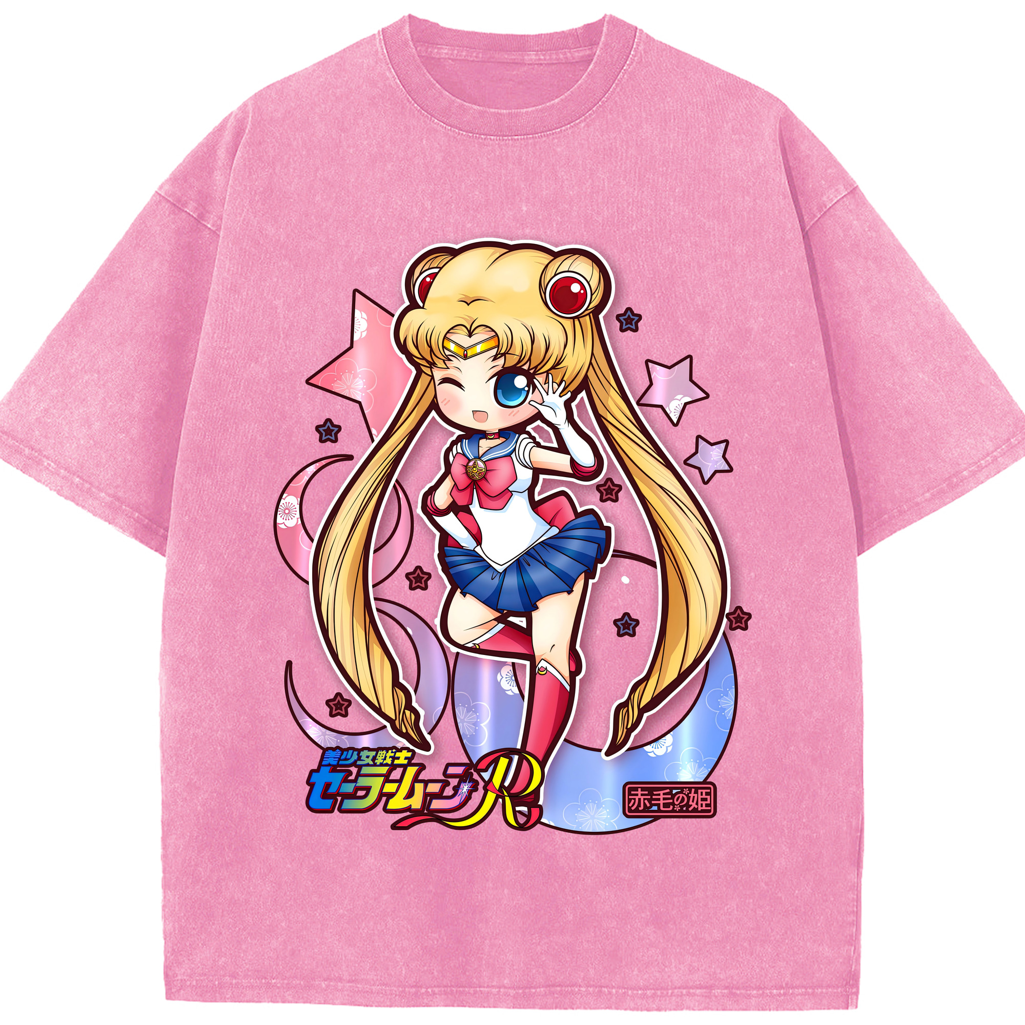 （画像用） 美少女戦士セーラームーン 月野 うさぎ つきの うさぎ Sailor Moon Tsukino Usagi 綿100% ヴィンテージ風 半袖Tシャツ（フロントプリント）